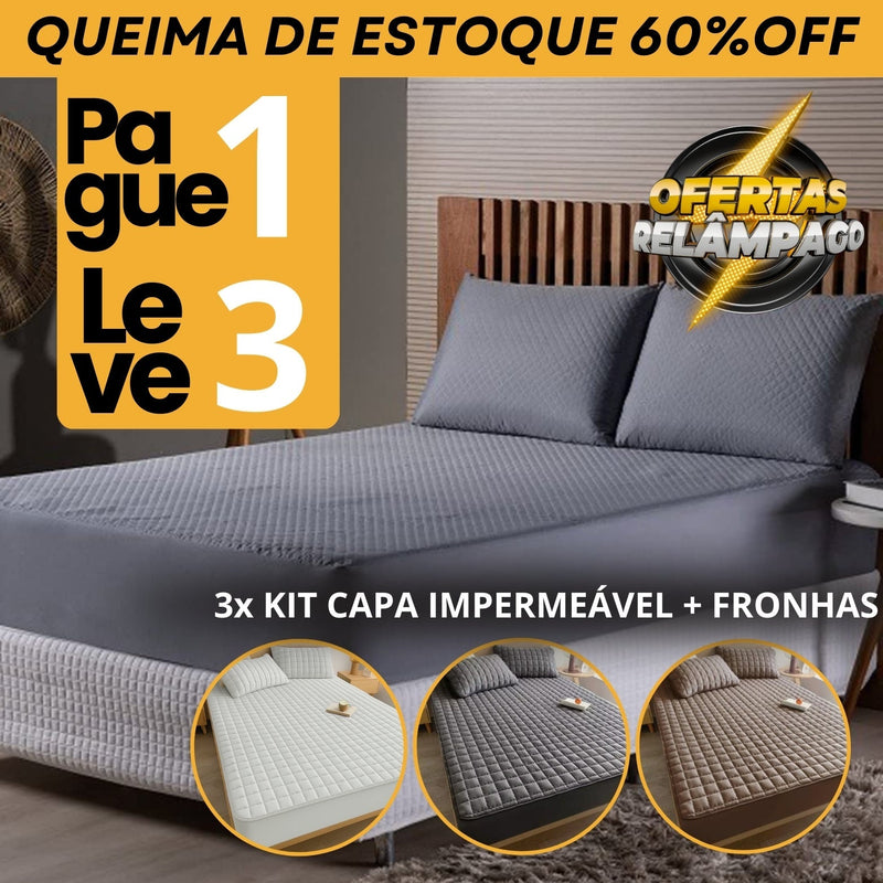 [COMPRE 1, LEVE 3] Hydra Soft™- Jogo de Cama Impermeável Premium – Capa + 2 Fronhas